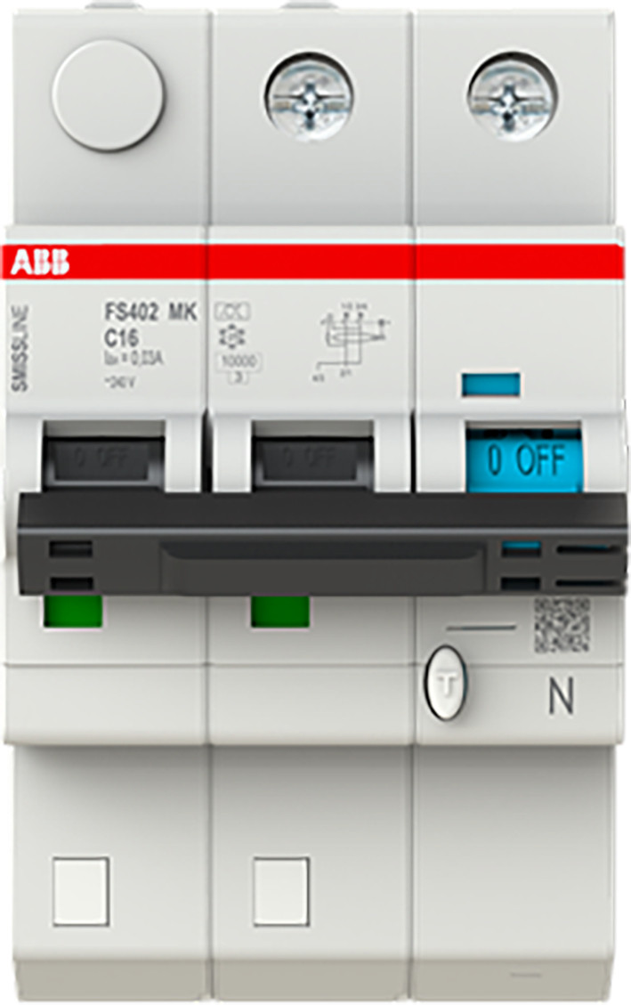 ABB Componenten Smissline-S Aardlekautomaat Met overstroombeveiliging C kar, 20a, 30ma, 6ka 2P