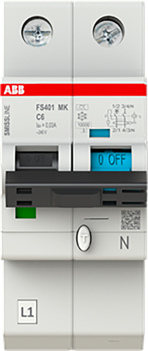 ABB Componenten Smissline-S Aardlekbev. met overstroombeveiliging C kar, 6a, 30ma, 10ka 1p+bev. nu