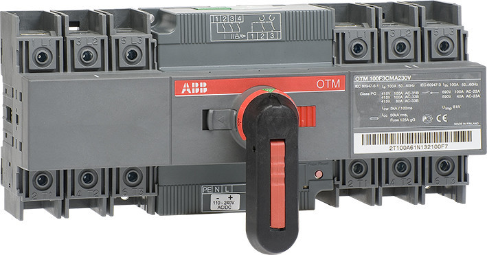 ABB Componenten Transfer Switch Omkeerschakelaar, 100a 3P motor bediend 220..240 V