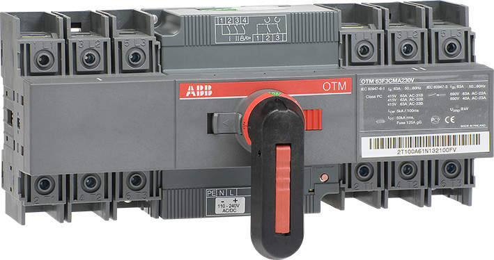 ABB Componenten Transfer Switch Omkeerschakelaar, 63a 3P motor bediend 220..240 V