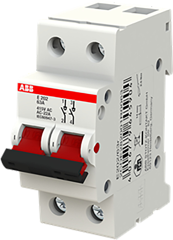 ABB Componenten System pro M compact Aan-Uit schakelaar, rood 2 polig, 63a