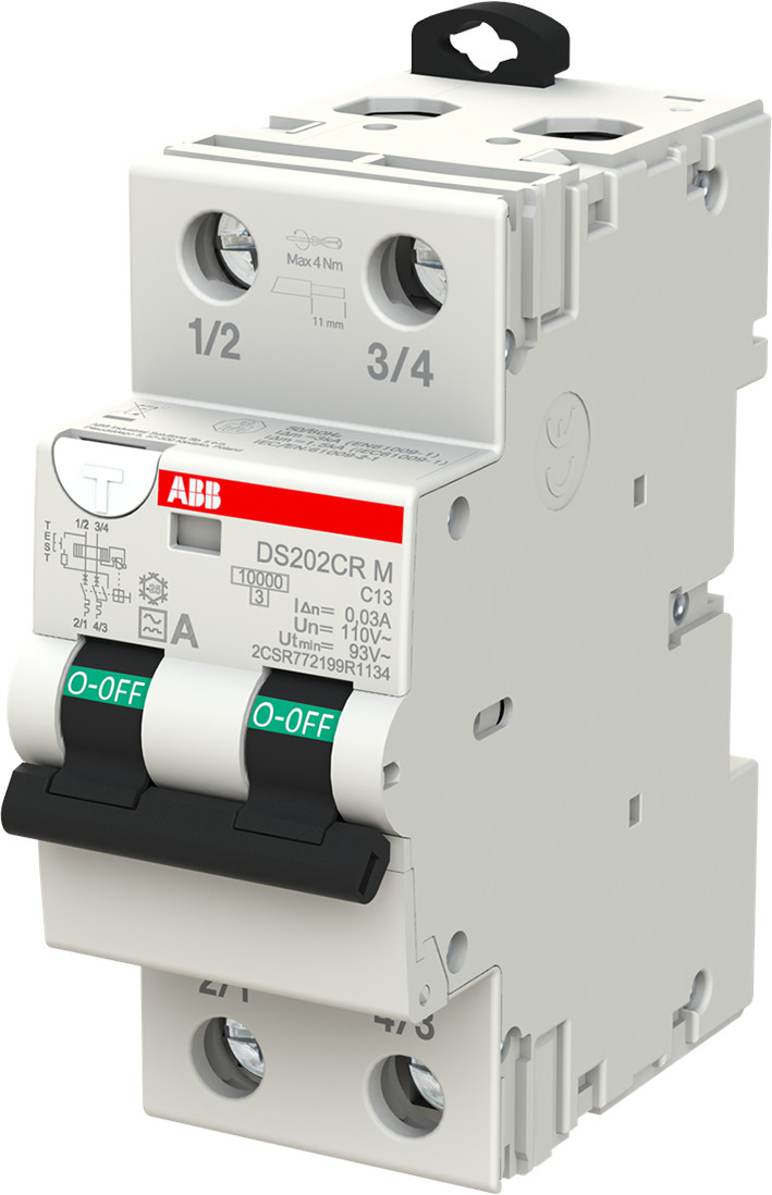 ABB Componenten System pro M compact Aardlek Automaat DS202CRM 2P C13 30ma 10ka type A tractie 110V