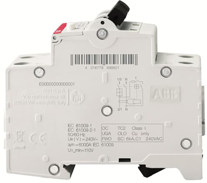 ABB Componenten System pro M compact Aardlekautomaat 1P+N, B kar, 13a, 30ma, ul/csa