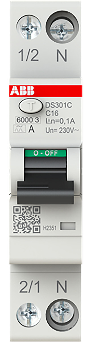 ABB Componenten System pro M compact Aardlekautomaat 1P+N, C char, 16a, 100ma, 6ka