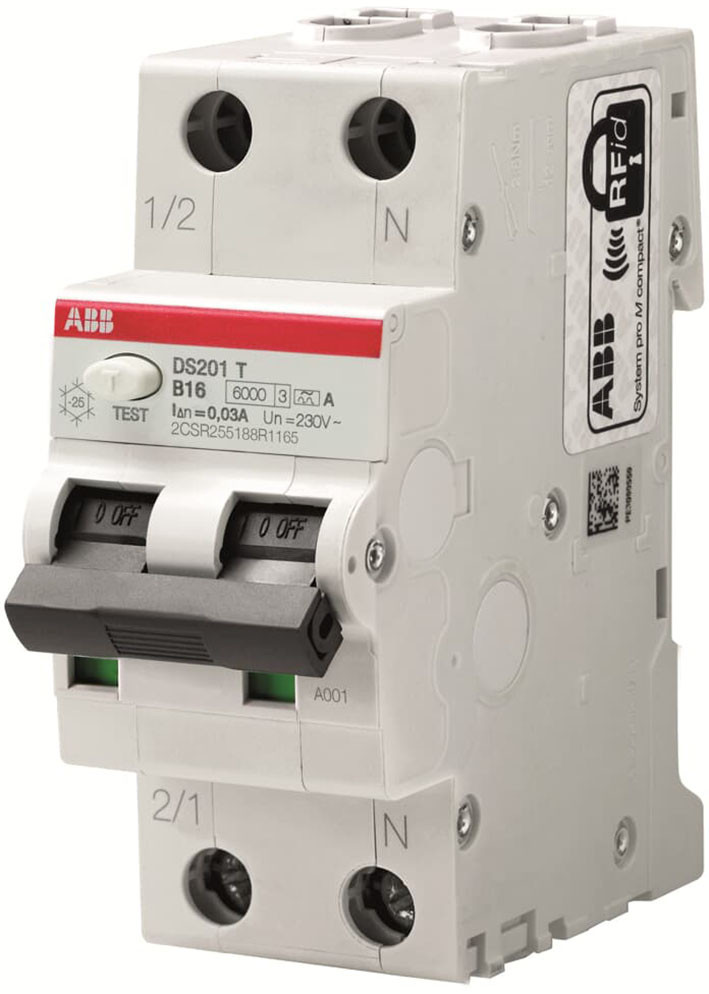 ABB Componenten System pro M compact Aardlekautomaat Tractie 6ka, B kar., 16a, A-type, 0,03a