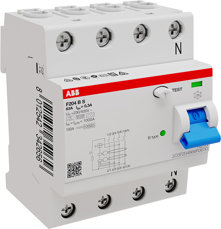ABB Componenten System pro M compact Aardlekschakelaar 4 polig, 63a, 300ma, selectief B type