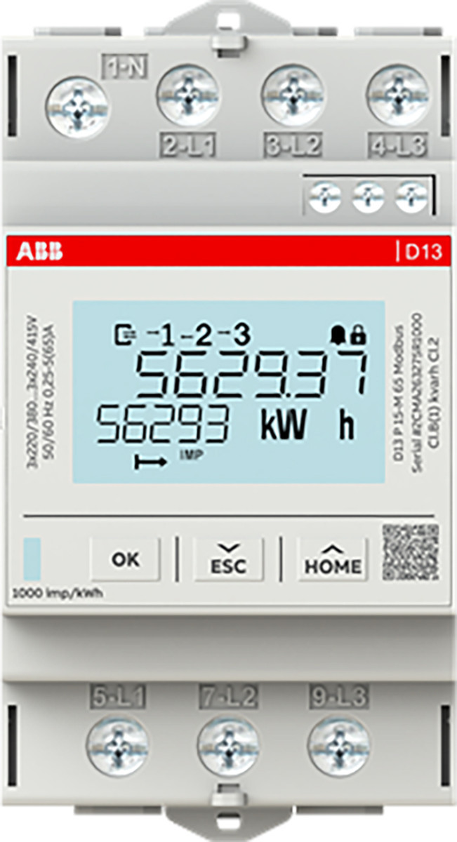 ABB Componenten System pro M compact D13 P 15-M 65 modbus, energiemeter mid 3 fase direct 65 A