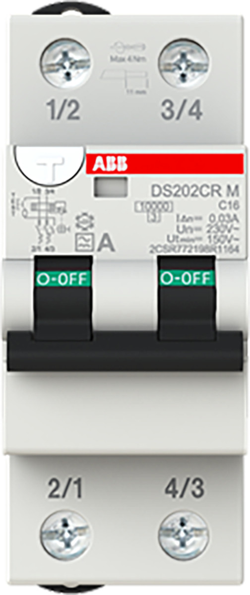 ABB Componenten System pro M compact Differentieelautomaat DS202CRM 2P C16 30ma 10ka type A tractie