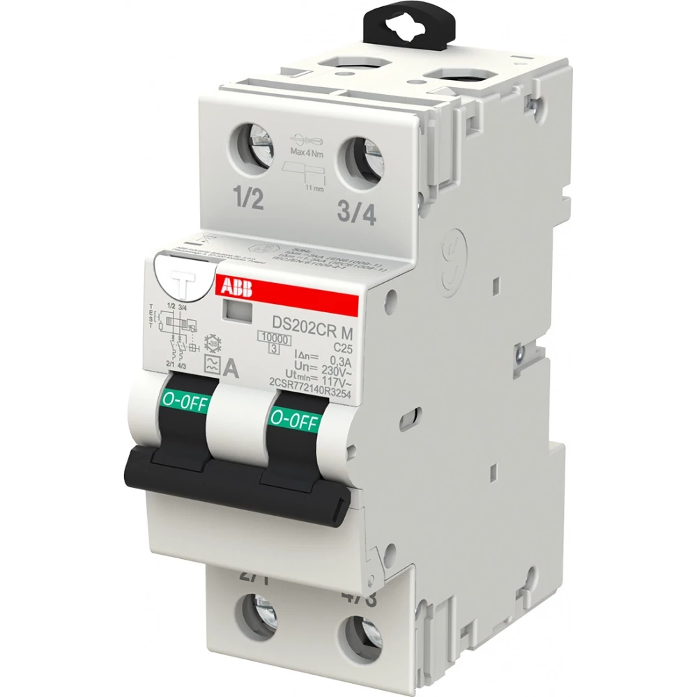 ABB Componenten System pro M compact DS202CR M C25 a300 residual current circuit breaker with overcurrent P