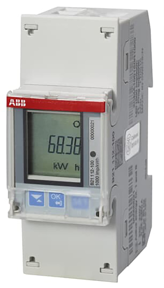 ABB Componenten System pro M compact Energiemeter B serie 1x230vac, 65a, pulse, B (CL 1), steel multipack