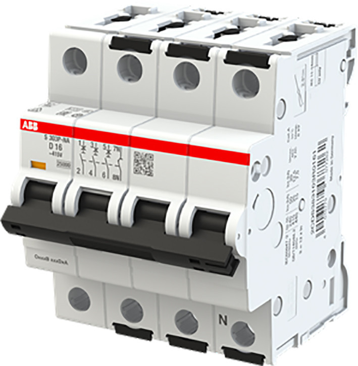 ABB Componenten System pro M compact Installatie Automaat 25ka, 3P+N, kar d16a