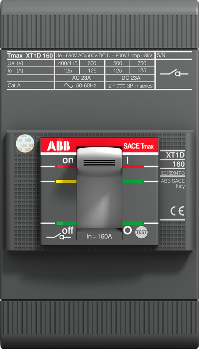 Abb XT1D 160 3P F f+acc incl aardlek beveiliging inst.en hangslot vergr