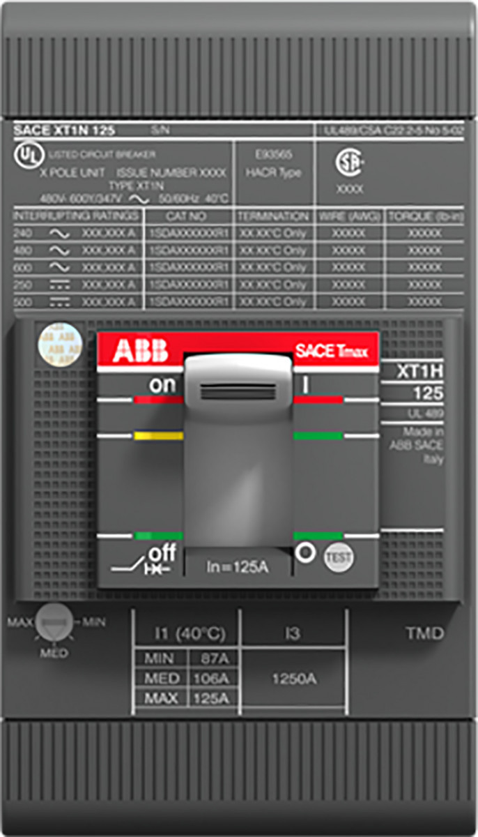 ABB Componenten Tmax XT XT1N 125 TMF 20-500 3P F F ul/csa