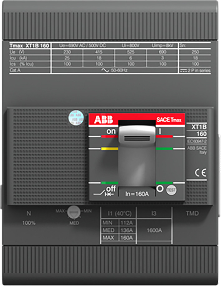 ABB Componenten Tmax XT XT1S 160 TMD 25-450 4 polig vast met vooraansluiting thermomagnetische