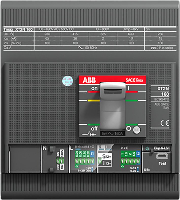 ABB Componenten Tmax XT XT2N 160 ekip dip lig in=10a 4 polig vast met vooraansluiting electron