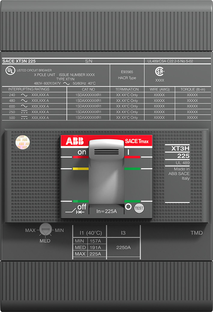 ABB Componenten Tmax XT XT3N 225 TMF 90-900 3P F F ul/csa