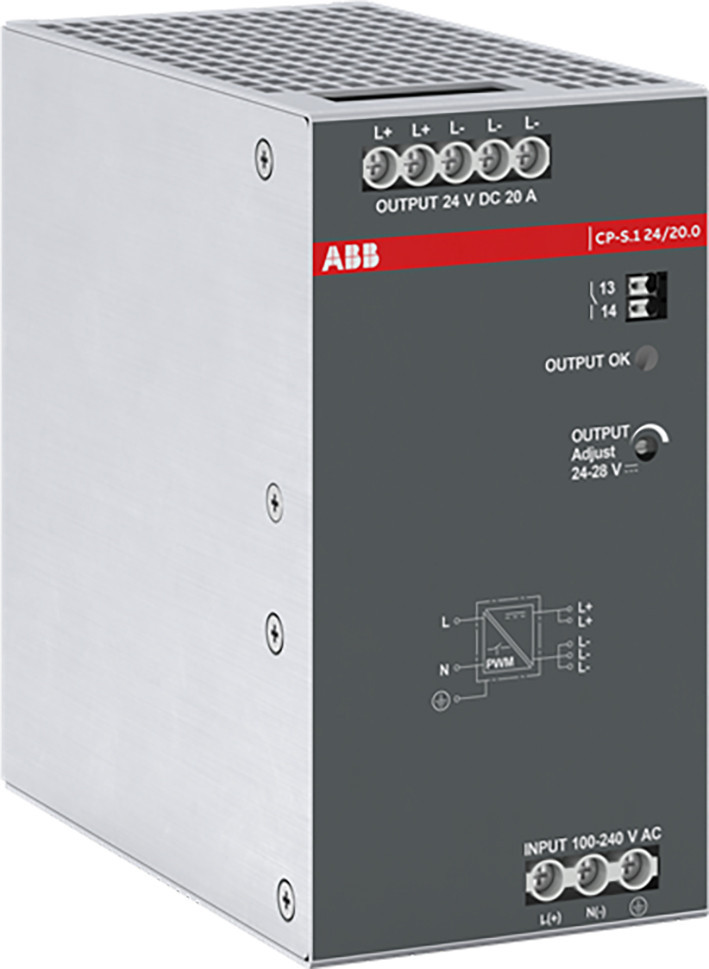 ABB Componenten Voedingen Voeding In:100-240vac/100-250VDC uitgaand: DC 24V/20a