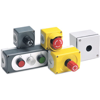 Abb Drukknoppenkast grijs 1-gats plastic terugverende drukknop wit 1