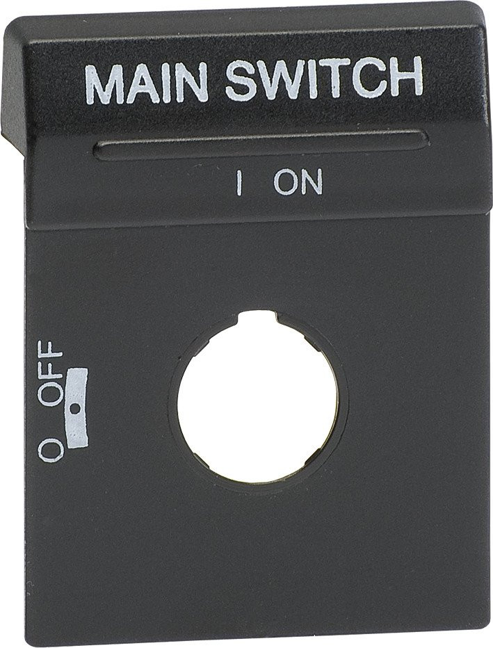 Abb Geprinte tekst plaat voor oh 1 en oh 3 hendels tekst: main switch