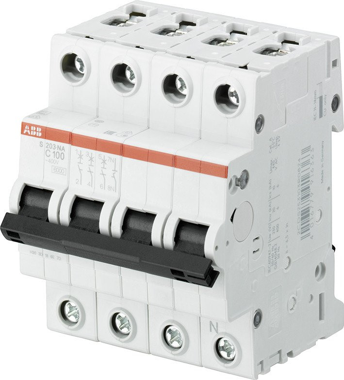 Abb System pro M compact installatieautomaat B karakteristiek 80a 3P 3 beveiligd incl nul 4te