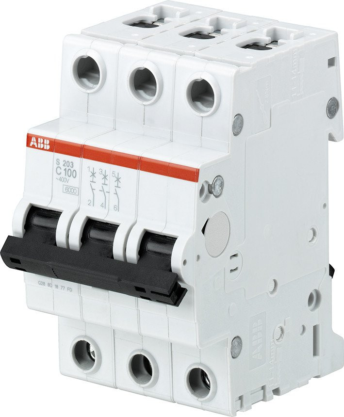 Abb System pro M compact installatieautomaat C karakteristiek 100a 3P 3 beveiligd 3te