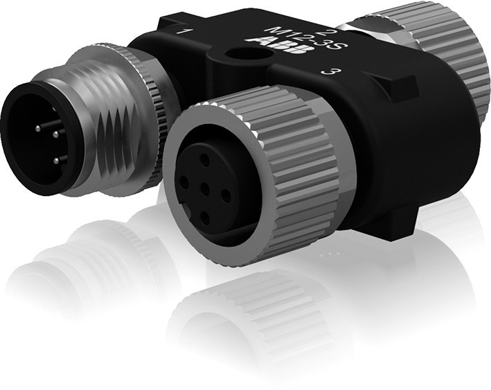 Abb M12 Y-connector voor het aansluiten voor 2 dynamische sensoren met apa