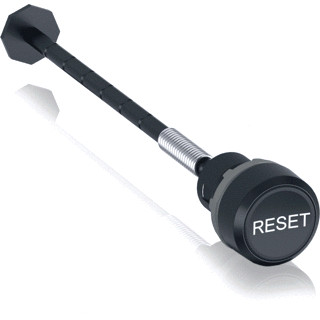 Abb Reset drukknop met schacht zwart met tekst 'reset'