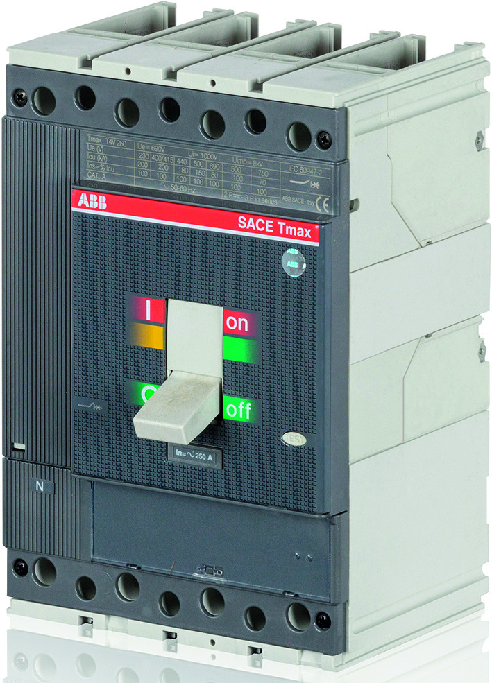 Abb Tmax T4D 250 4P vast met vooraansluiting zonder beveiliging in = 250a