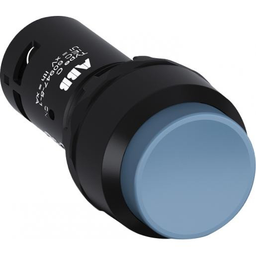 Abb Verhoogde drukknop blauw met 1no terugverend