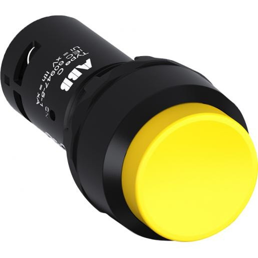 Abb Verhoogde drukknop geel met 1no terugverend