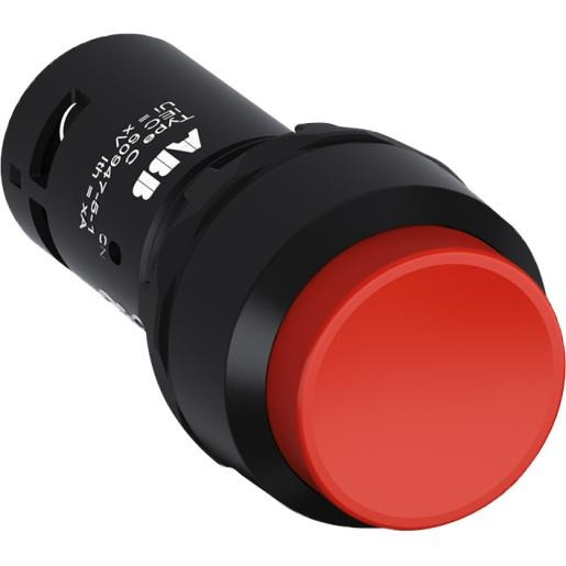 Abb Verhoogde drukknop rood met 2NC terugverend