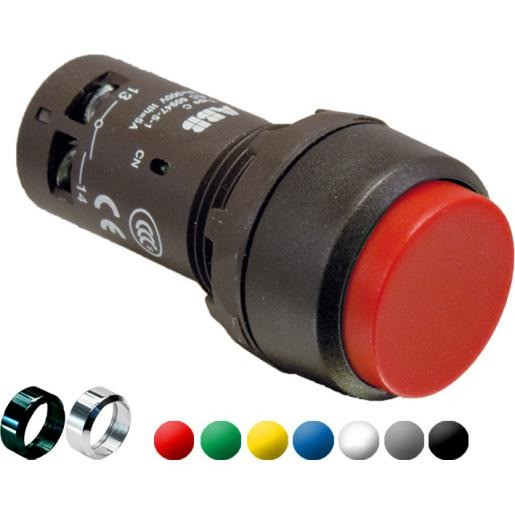 Abb Verhoogde drukknop zwart met 2no niet terugverend