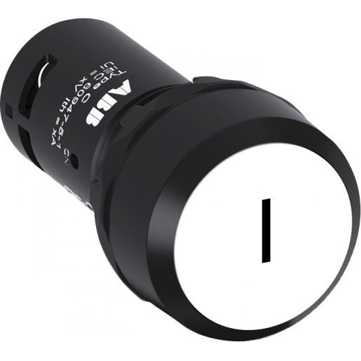 Abb Witte drukknop met zwarte I met 1 no terugverend