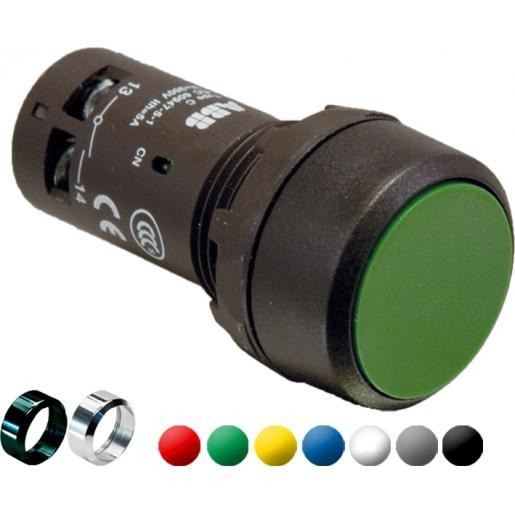 Abb Witte drukknop met zwarte ii met 1 no terugverend