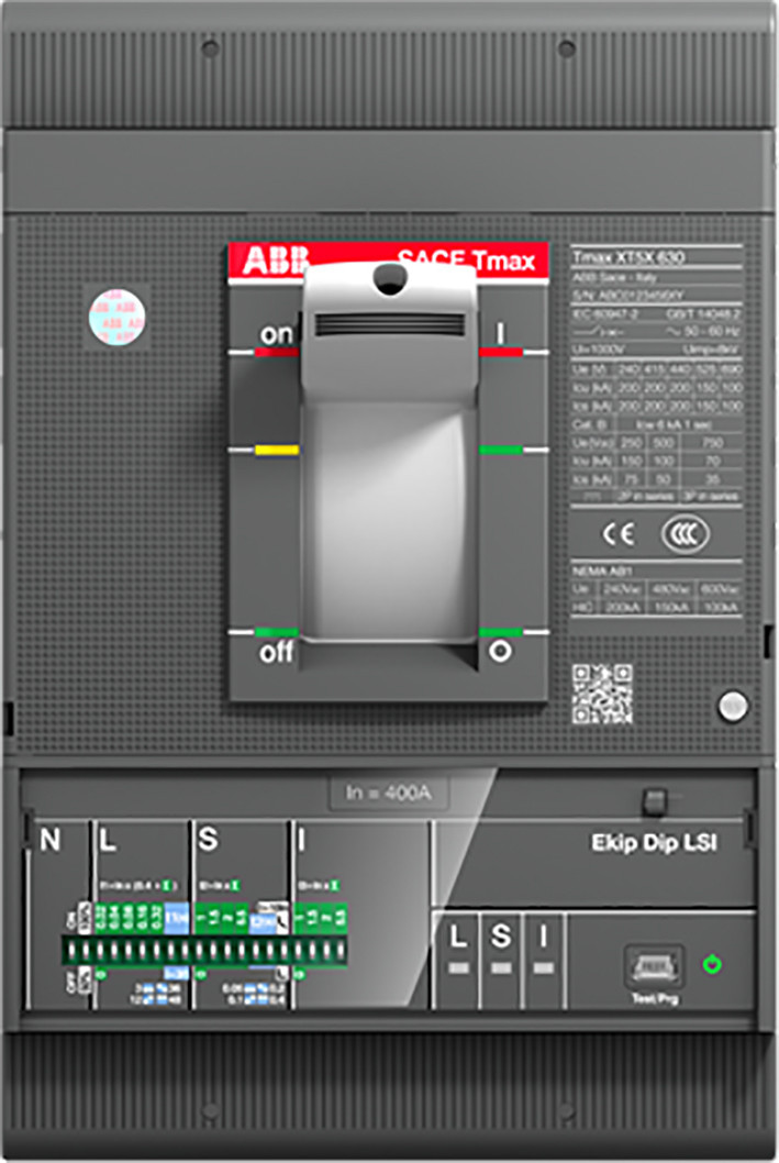Abb XT5S 400 ekip dip lig in=400 3 polig vast met vooraansluiting electronische beveiliging