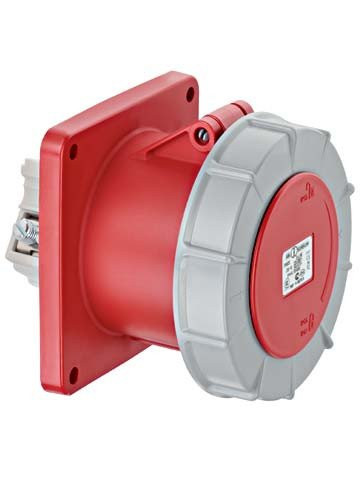 ABL F44S357 Cee Flenscontactdoos recht, ip67, 125a, 4-polig, 400V, 6H, rood