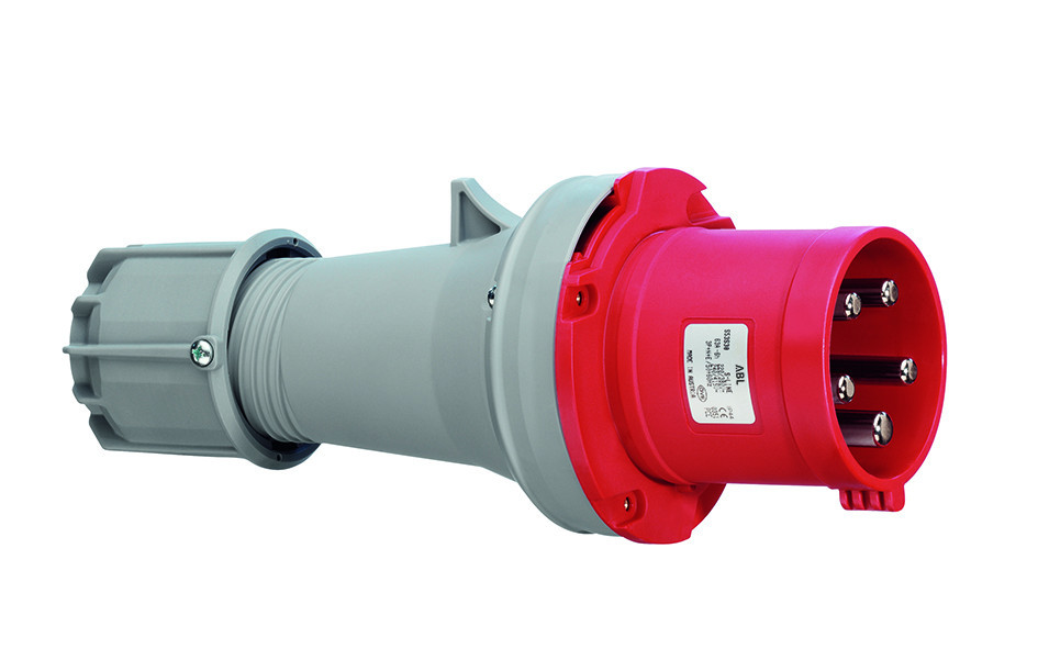 ABL S53S50 Cee Stekker, ip44, 63a, 5-polig, 500V, 7H, zwart