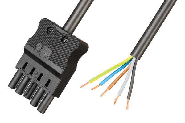 Adels Cca Aansluitsnoeren Aansluitsnoer Female, 5-polig 2,5 MM2, 100CM. zwart, cca