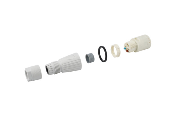 Adels Connectoren Connector 2-polig met trekontlasting, ip66 grijs