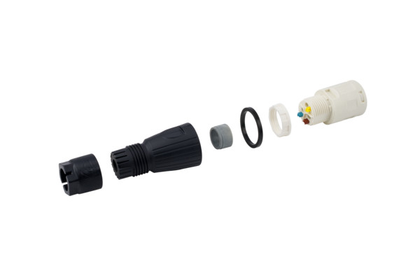 Adels Connectoren Connector 2-polig met trekontlasting, ip66 zwart