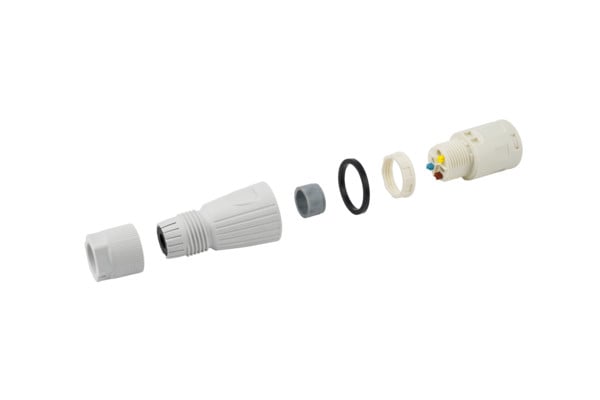 Adels Connectoren Connector 3-polig met trekontlasting, ip66 grijs