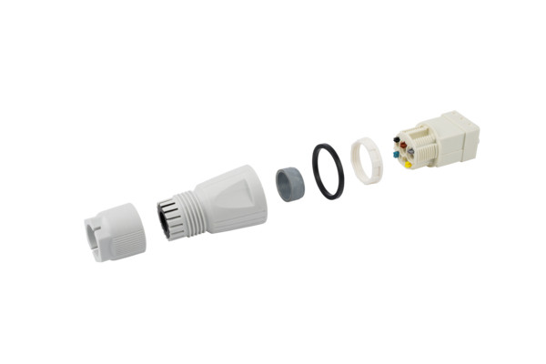 Adels Connectoren Connector 5-polig met trekontlasting, ip66 grijs