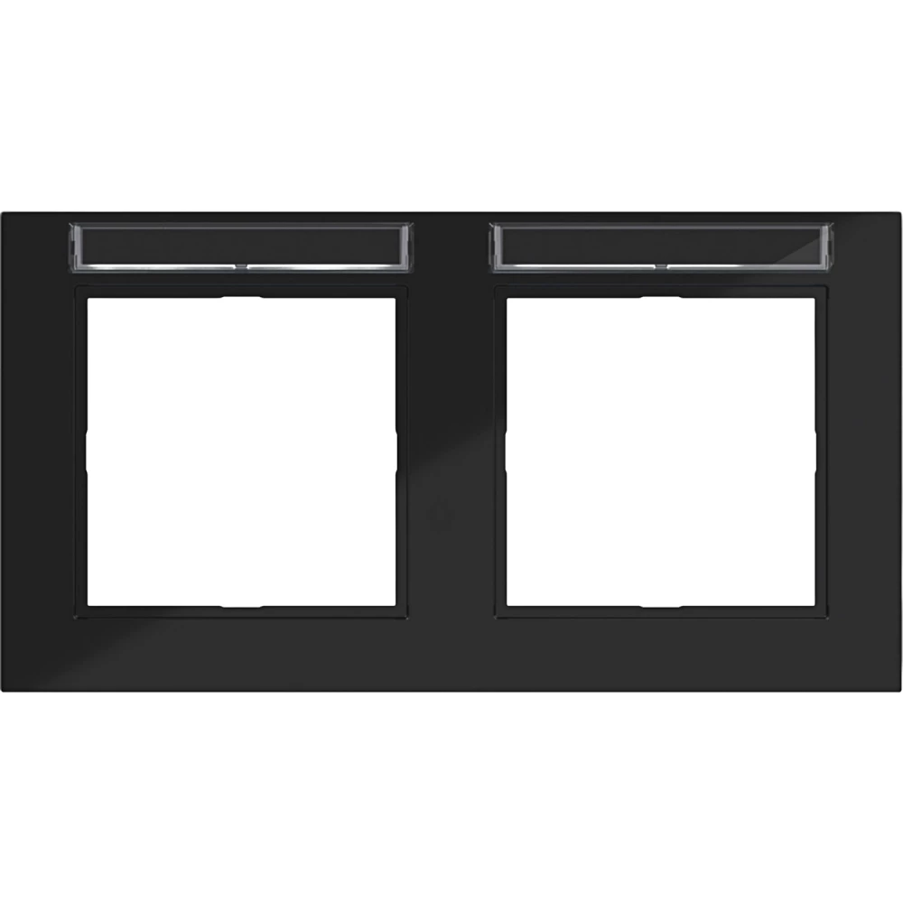 Afdekraam 2-voudig horizontaal, tekstveld, A.1, nachtzwart glanzend