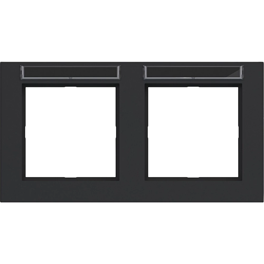 Afdekraam 2-voudig horizontaal, tekstveld, A.1, nachtzwart mat