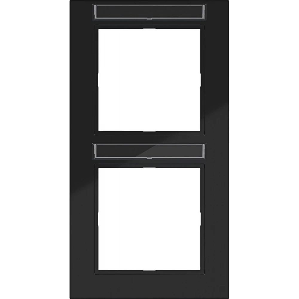 Afdekraam 2-voudig verticaal, tekstveld, A.1 nachtzwart glanzend