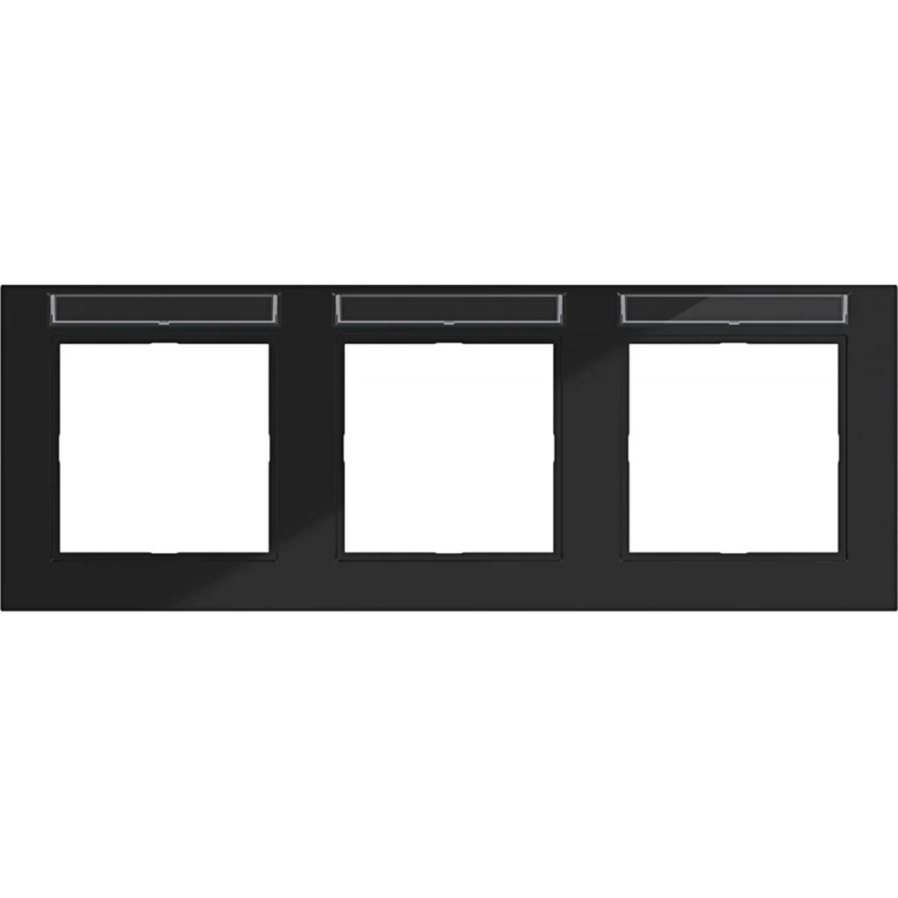 Afdekraam 3-voudig horizontaal, tekstveld, A.1, nachtzwart glanzend