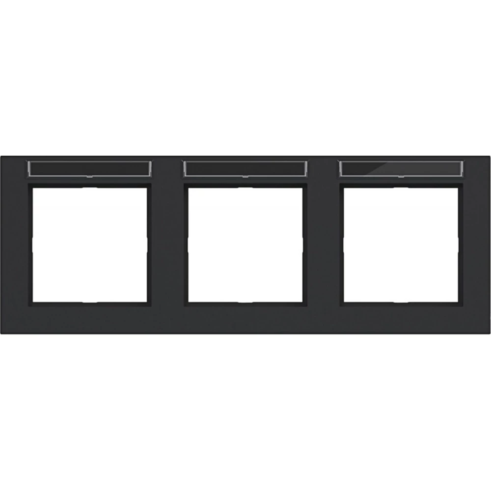 Afdekraam 3-voudig horizontaal, tekstveld, A.1, nachtzwart mat