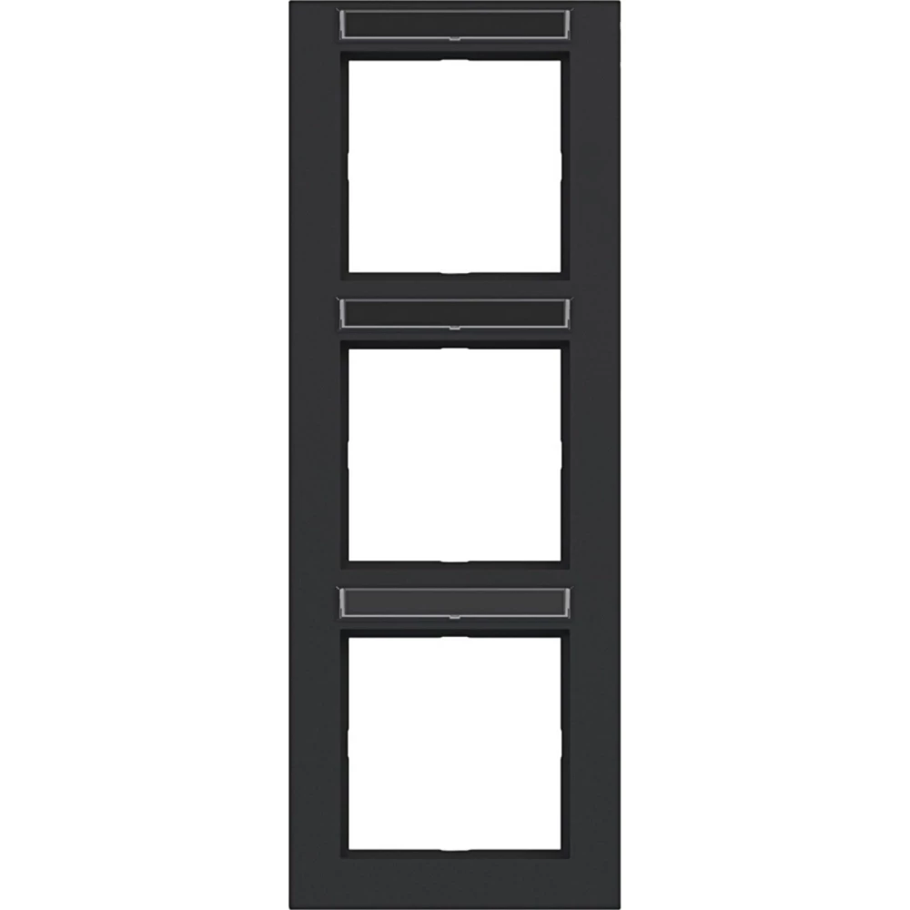 Afdekraam 3-voudig verticaal, tekstveld, A.1, nachtzwart mat