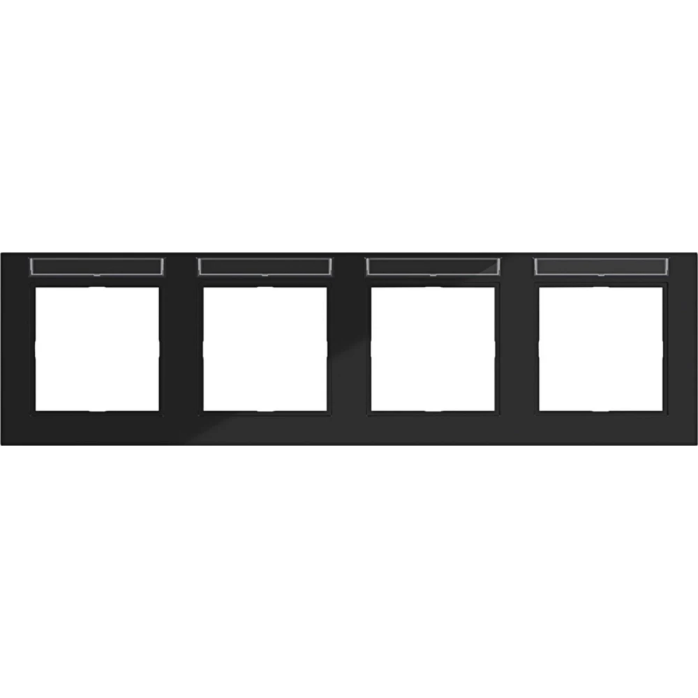 Afdekraam 4-voudig horizontaal, tekstveld, A.1, nachtzwart glanzend