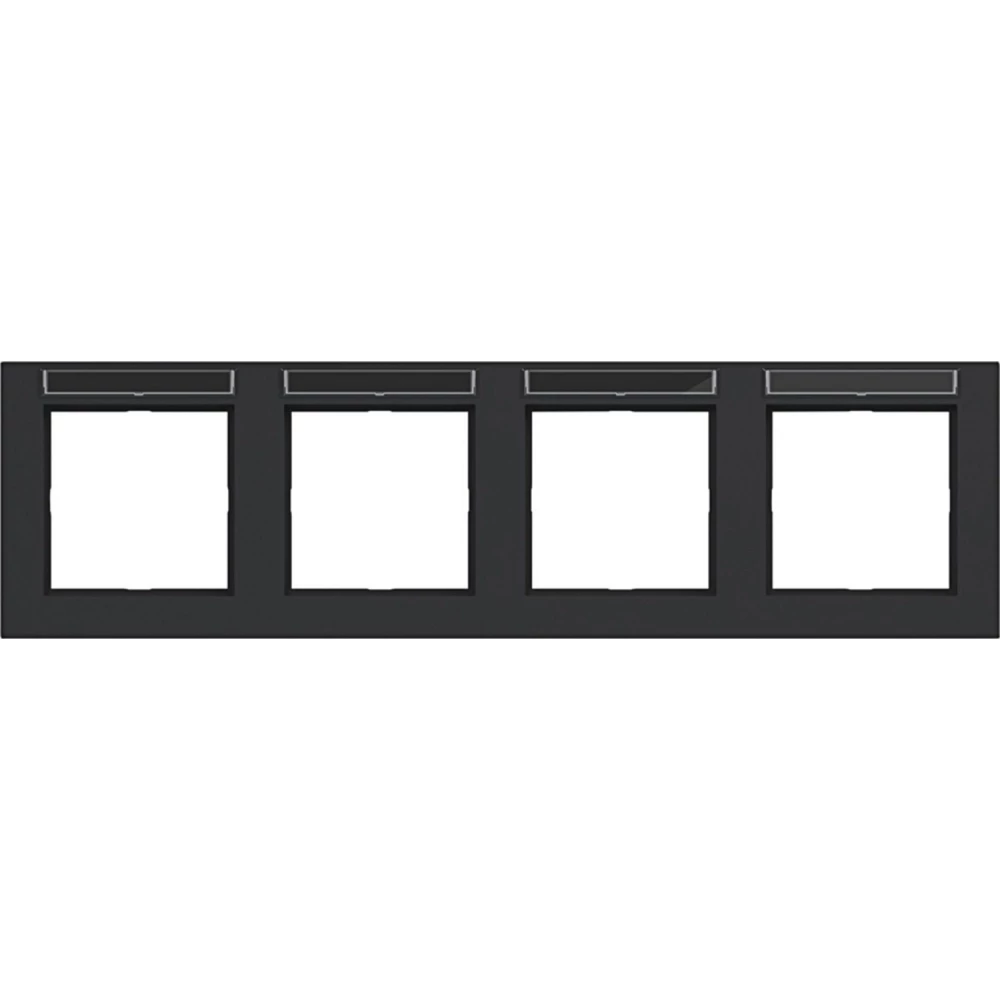 Afdekraam 4-voudig horizontaal, tekstveld, A.1, nachtzwart mat